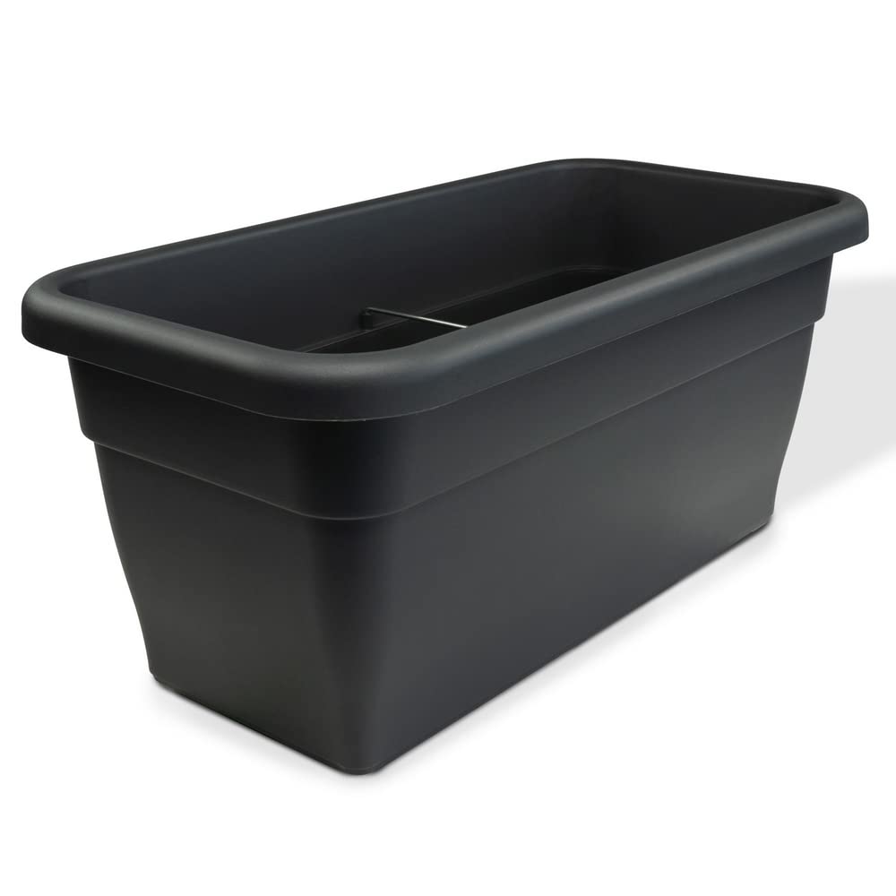 MePla Blumentrog - länglicher Blumentopf - wetterfestes Pflanzgefäß - UV-beständiger Blumenkübel - Pflanzentopf - Pflanzen-Trog - 50x25 cm (Innen: 45 x 21 cm) - Anthrazit