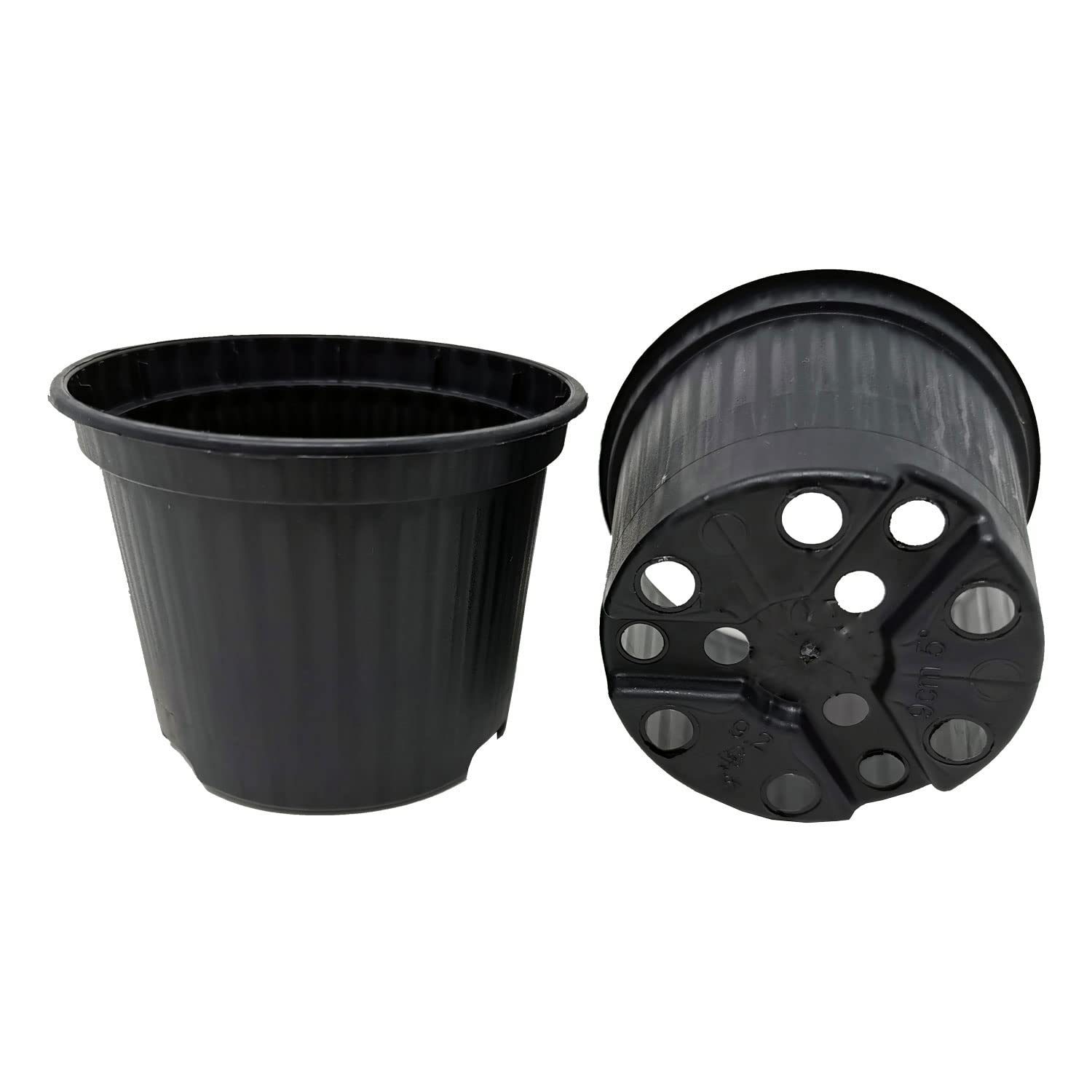 GREEN24 50 Stck. Pflanztöpfe 9x9x9,5cm Vierecktopf Profi Anzuchttopf Pflanztopf Blumentopf Vierkant-Töpfe (50, 9x9x9.5), schwarz, innen & außen geeignet