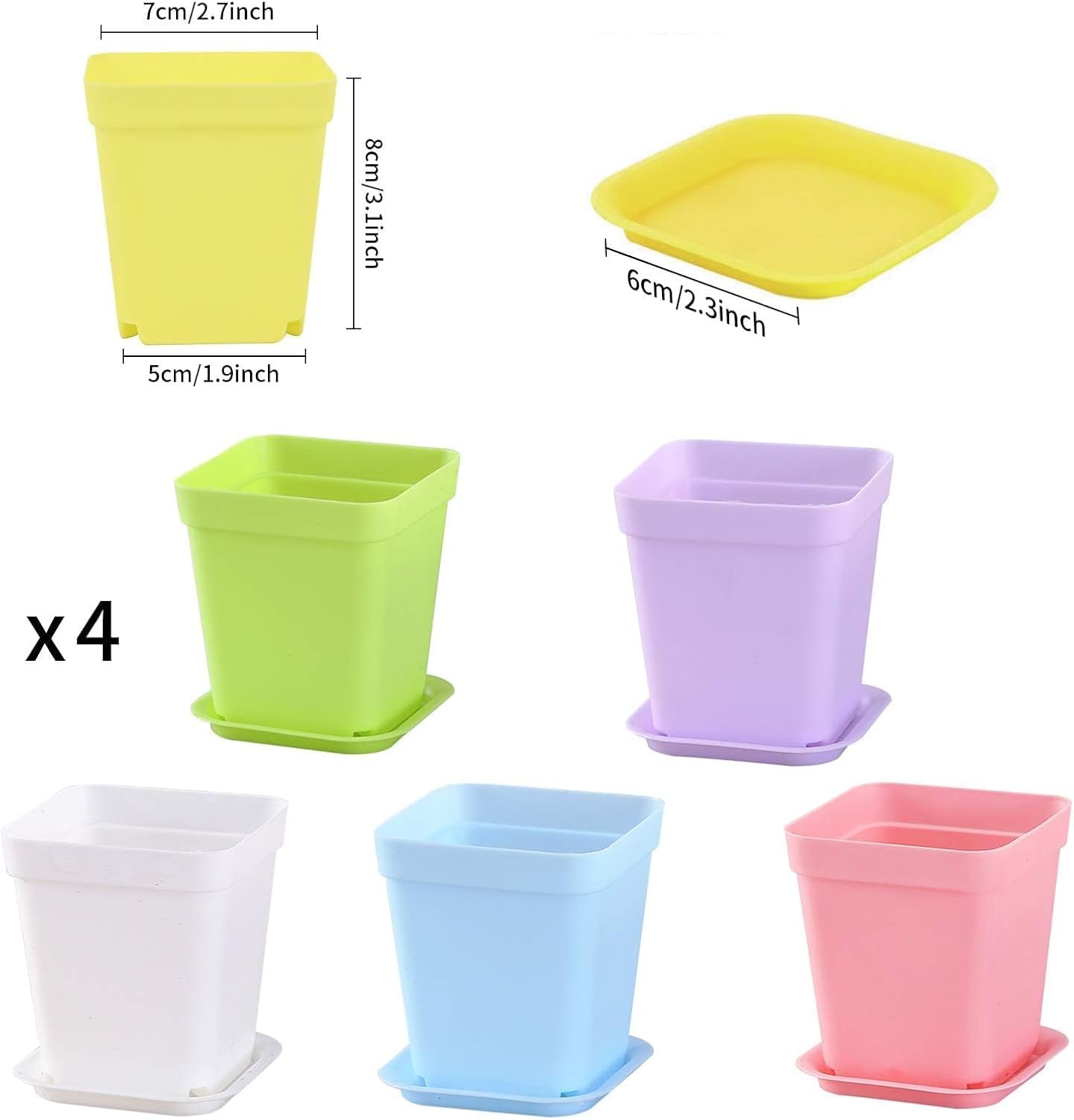 24 Stück Anzuchttöpfe mit Untersetzer,Pflanztopf mit Untersetzer | Farbige Kunststoff Blumentöpfe,Blumentopf Klein,Pflanztöpfe,Pflanzentopf,Pflanzentöpfe für Blumen,Sukkulenten,Setzlinge