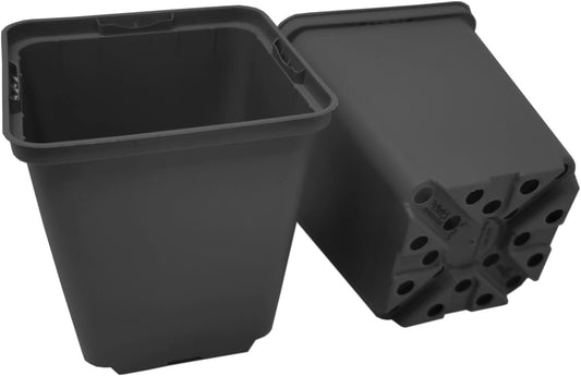 GREEN24 50 Stck. Pflanztöpfe 9x9x9,5cm Vierecktopf Profi Anzuchttopf Pflanztopf Blumentopf Vierkant-Töpfe (50, 9x9x9.5), schwarz, innen & außen geeignet