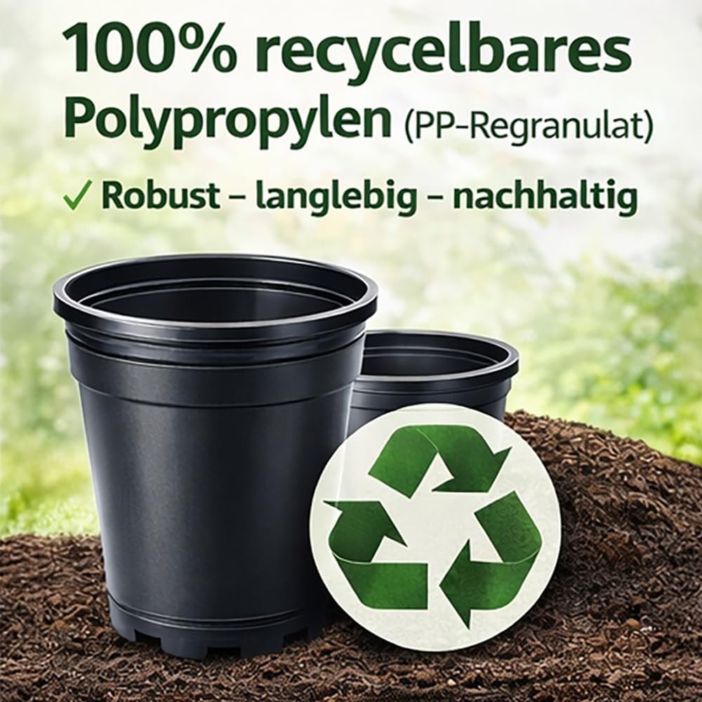 Wohnkult 10 x Anzuchttopf Pflanztopf 2 L schwarz Ø 14 cm x 15 cm Blumentopf Blumenkübel Pflanztöpfe Blumen Saat