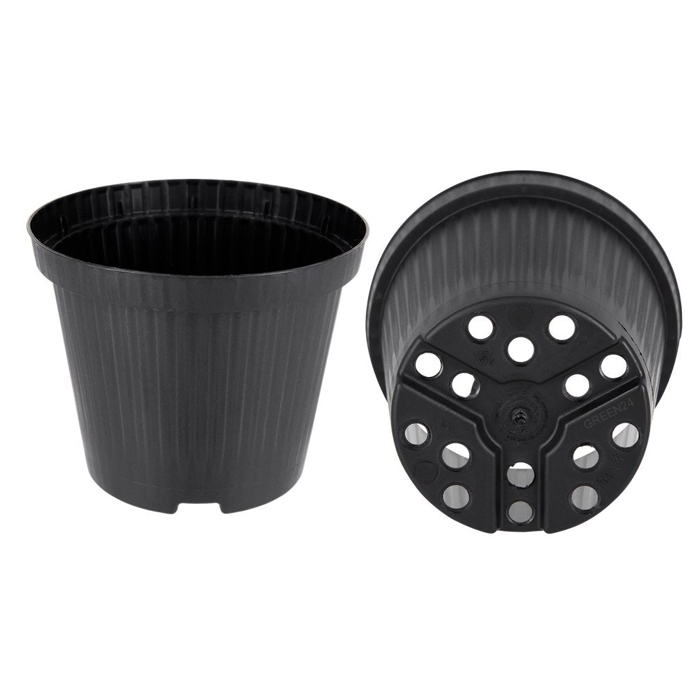 GREEN24 50 Stck. Pflanztöpfe 9x9x9,5cm Vierecktopf Profi Anzuchttopf Pflanztopf Blumentopf Vierkant-Töpfe (50, 9x9x9.5), schwarz, innen & außen geeignet