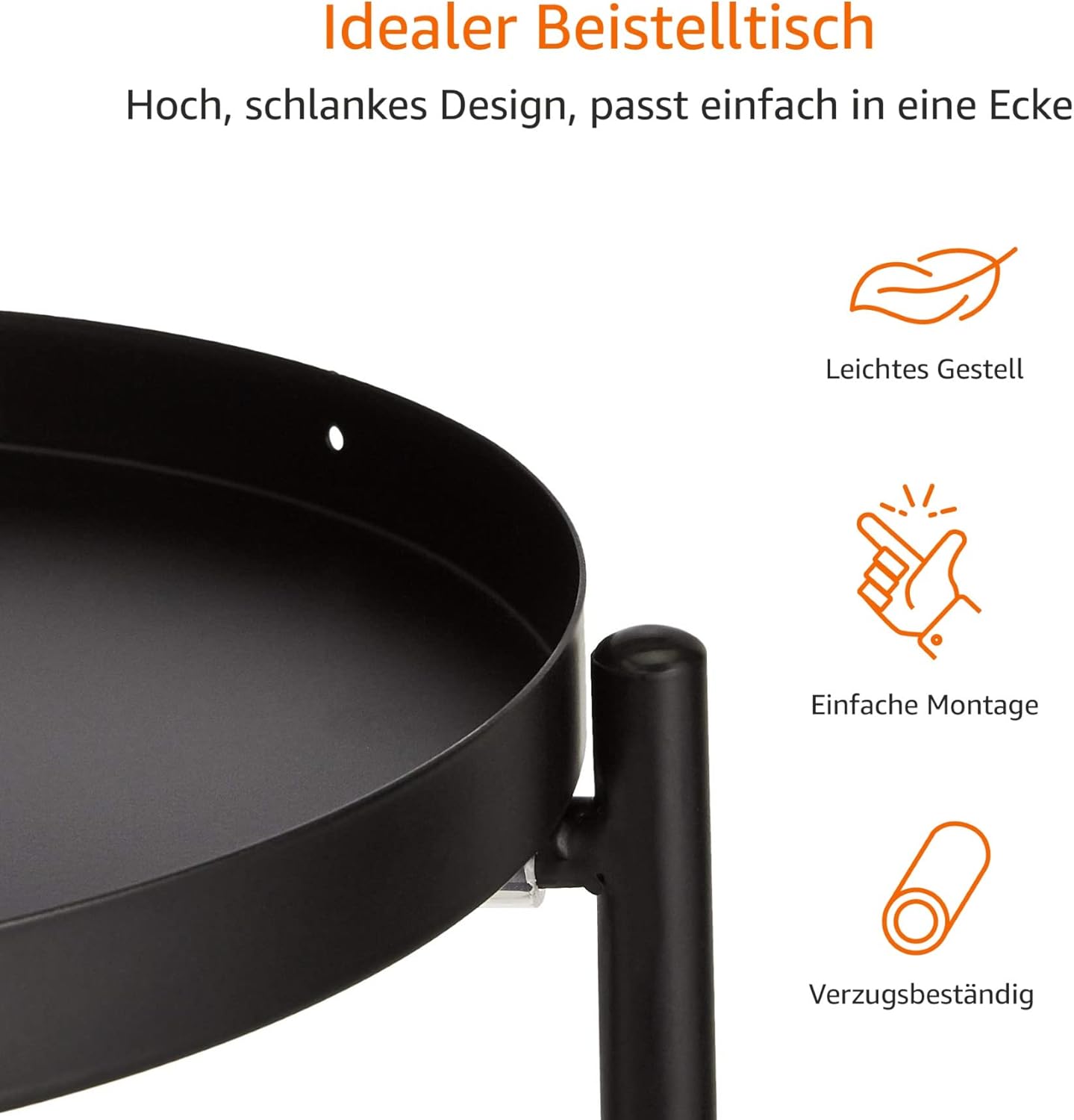 Amazon Basics Rund Pflanzenständer aus Beschichtetem Metall für den Innen- und Außenbereich, Schwarz